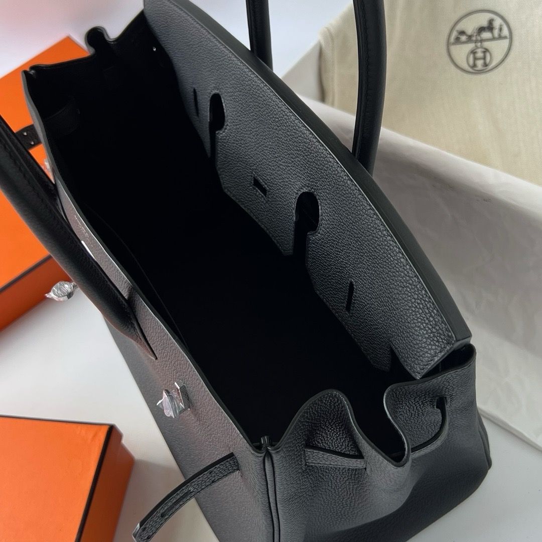 Hermes Birkin 35 Retourne Handmade Bag in Black Clemence Leather - Image 4