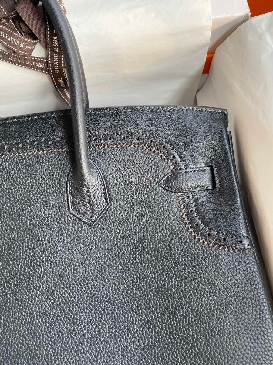 Hermes Ghillies Birkin 35cm Limited-edition Bag In Black Calfskin - Image 5
