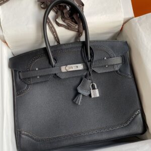Hermes Ghillies Birkin 35cm Limited-edition Bag In Black Calfskin