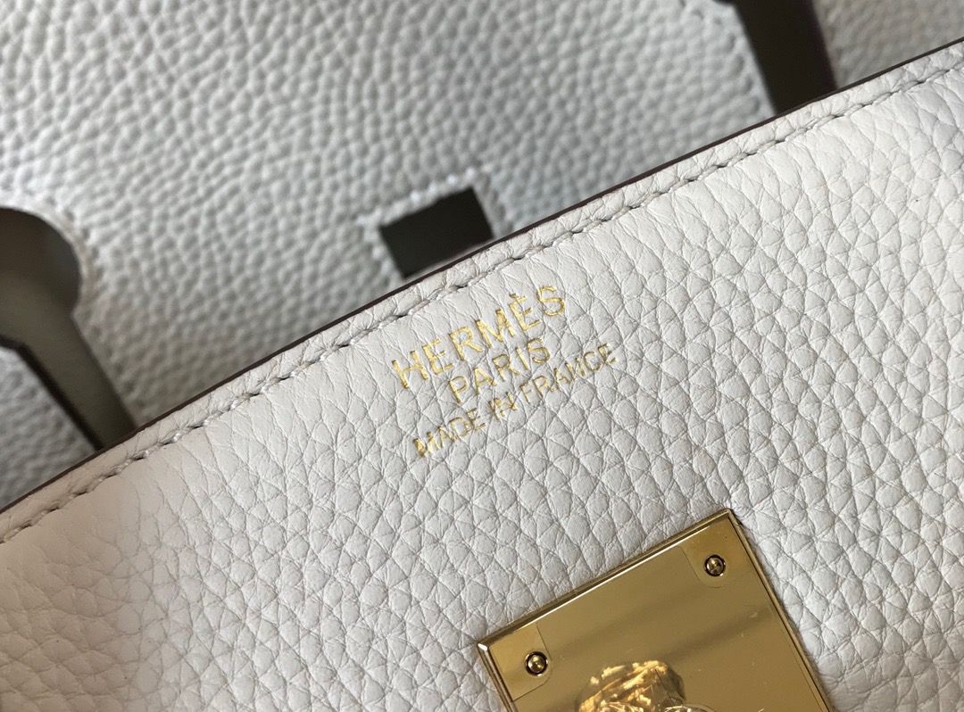 Hermes Birkin 40 Handmade Bag In White Clemence Leather - Image 5