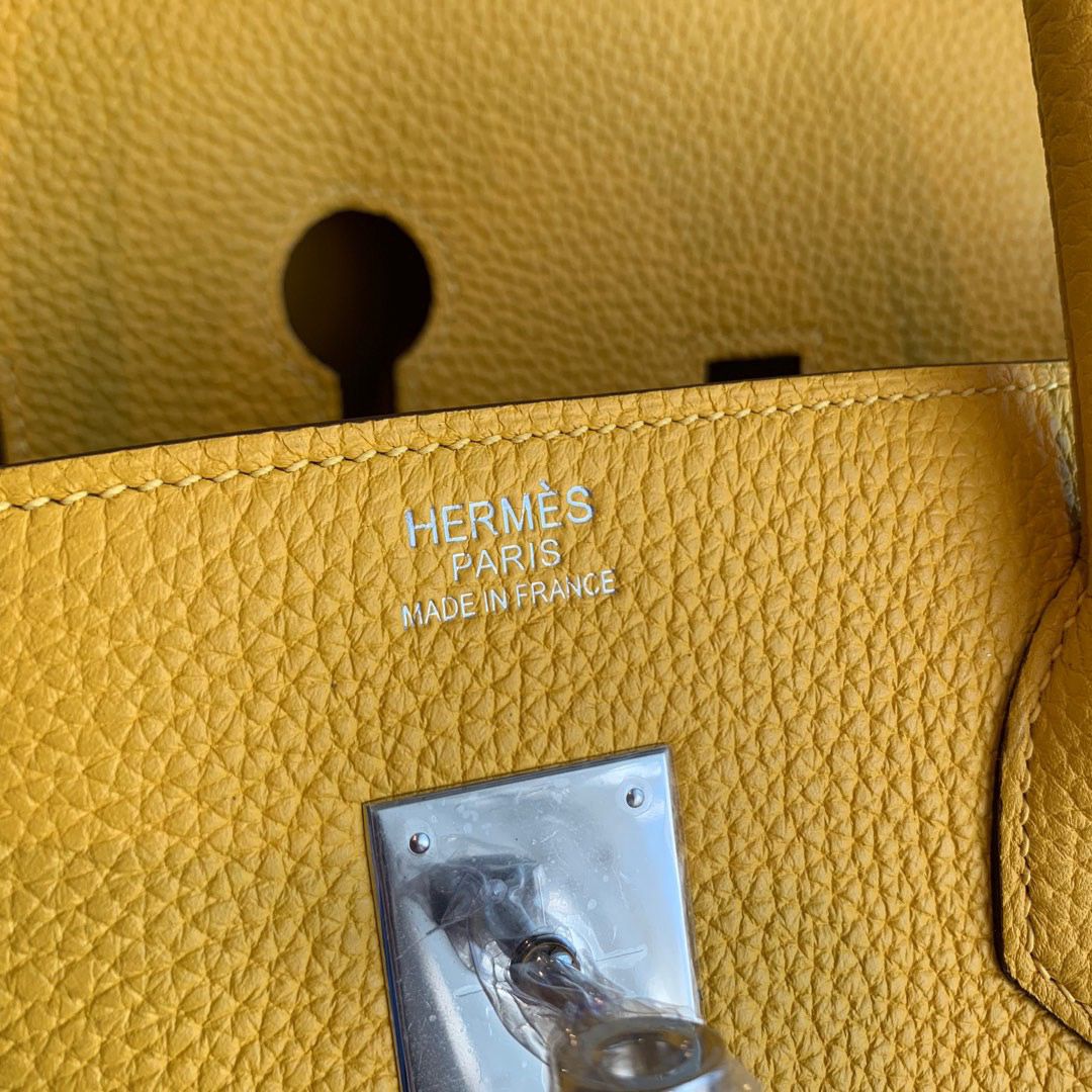 Hermes Birkin 40 Handmade Bag In Yellow Clemence Leather - Image 8