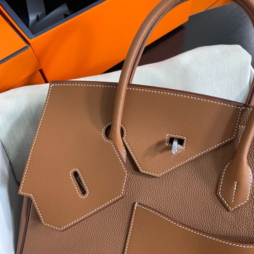 Hermes Birkin 30 en Desordre Bag in Gold Swift and Clemence Leather - Image 4