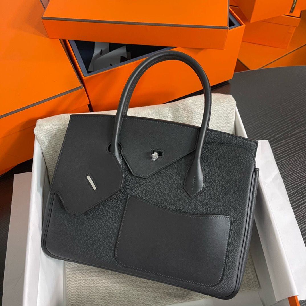 Hermes Birkin 30 en Desordre Bag in Black Swift and Clemence Leather - Image 3