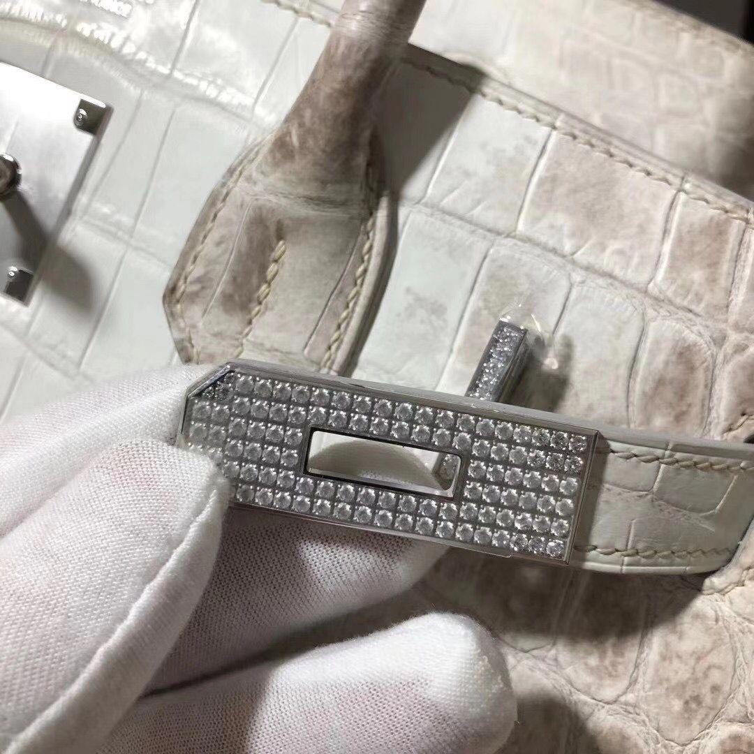 Hermes Diamond Birkin 30cm In Himalaya Niloticus Crocodile Skin - Image 12