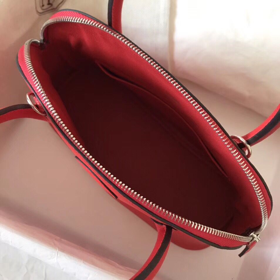 Hermes Bolide 27 Handmade Bag In Red Clemence Leather - Image 9
