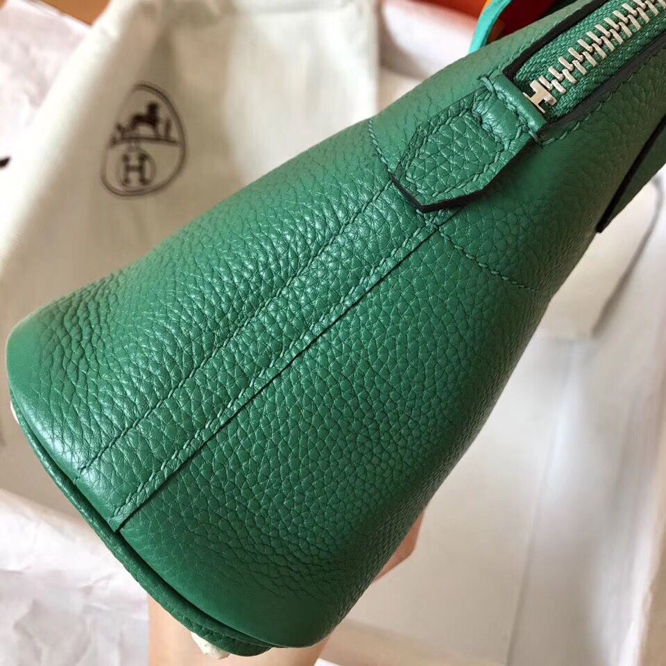 Hermes Bolide 31 Handmade Bag In Vert Vertigo Clemence Leather - Image 6