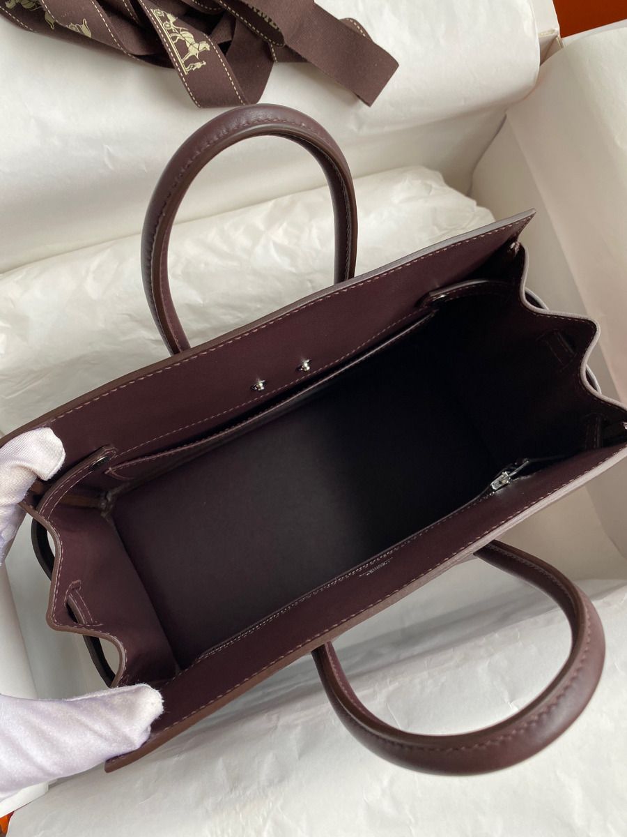 Hermes Shadow Birkin 25 Limited Edition Bag In Chocolat Swift Calfskin - Image 8