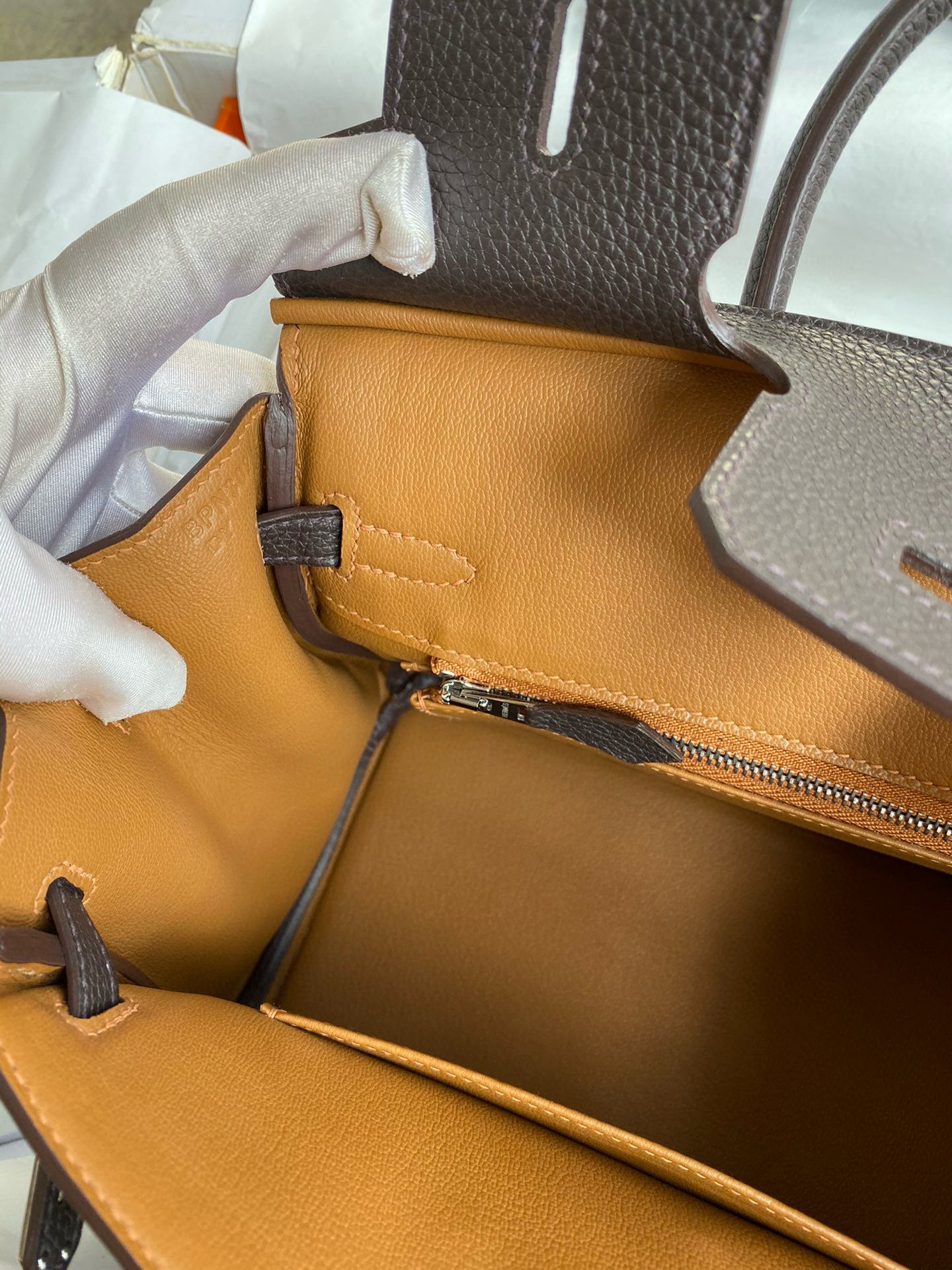 Hermes Birkin 25 Verso Retourne Handmade Bag in Ebene Clemence Leather - Image 10