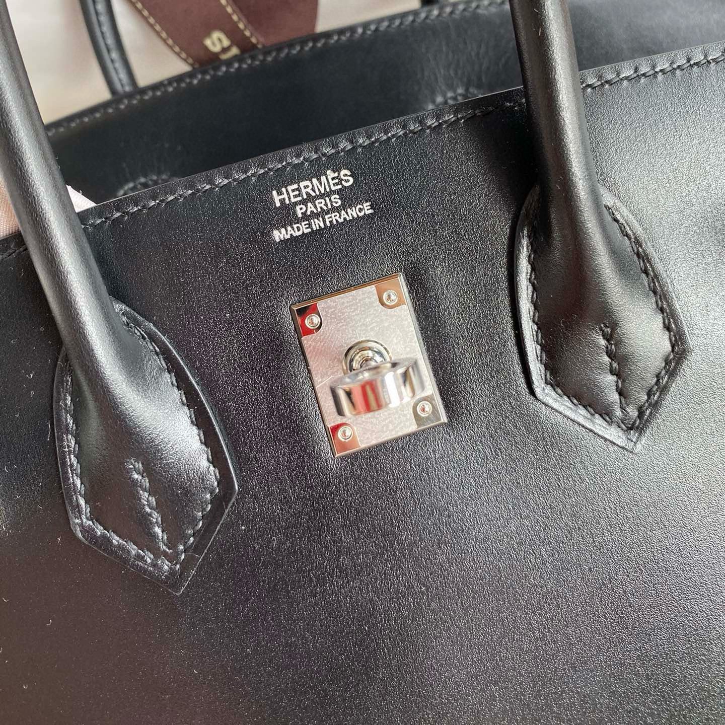 Hermes Birkin 30 Verso Sellier Handmade Bag in Black Box Calfskin - Image 4