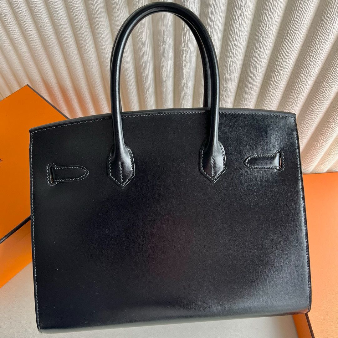 Hermes Birkin 30 Verso Sellier Handmade Bag in Black Box Calfskin - Image 9