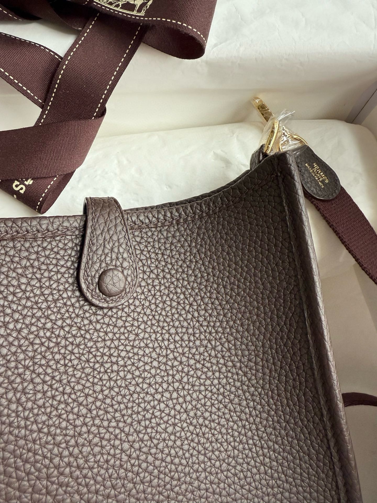 Hermes Evelyne Mini Handmade Bag in Ebene Clemence Leather - Image 6