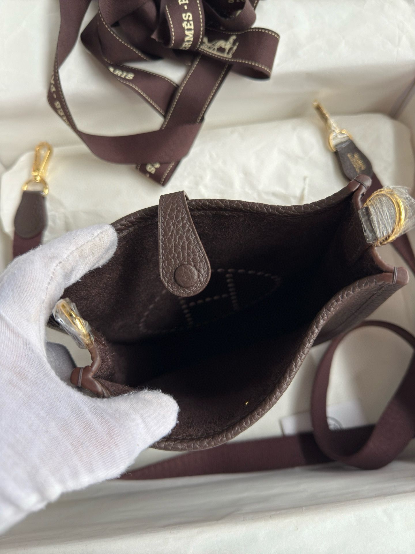 Hermes Evelyne Mini Handmade Bag in Ebene Clemence Leather - Image 9