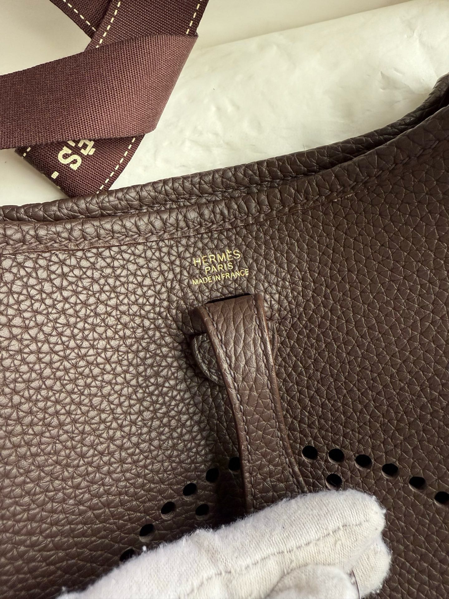 Hermes Evelyne Mini Handmade Bag in Ebene Clemence Leather - Image 10