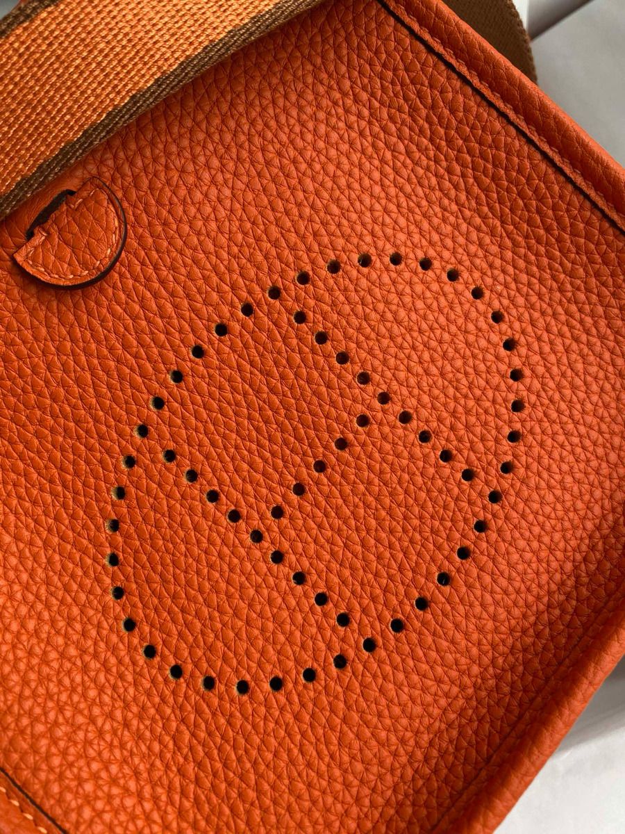 Hermes Evelyne Mini Handmade Bag in Orange Clemence Leather - Image 4