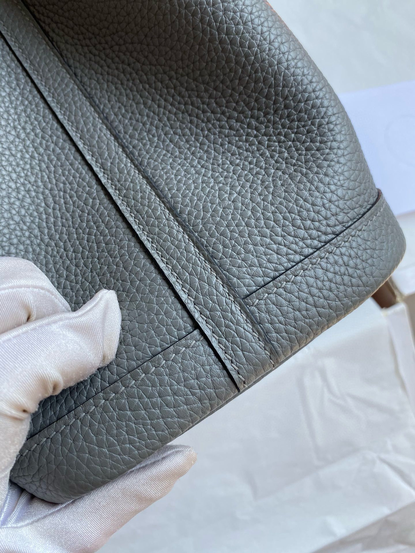 Hermes Garden Party 30 Handmade Bag in Gris Meyer Clemence Leather - Image 7