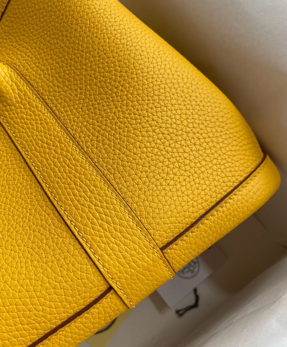Hermes Garden Party 30 Handmade Bag in Jaune Ambre Clemence Leather - Image 4