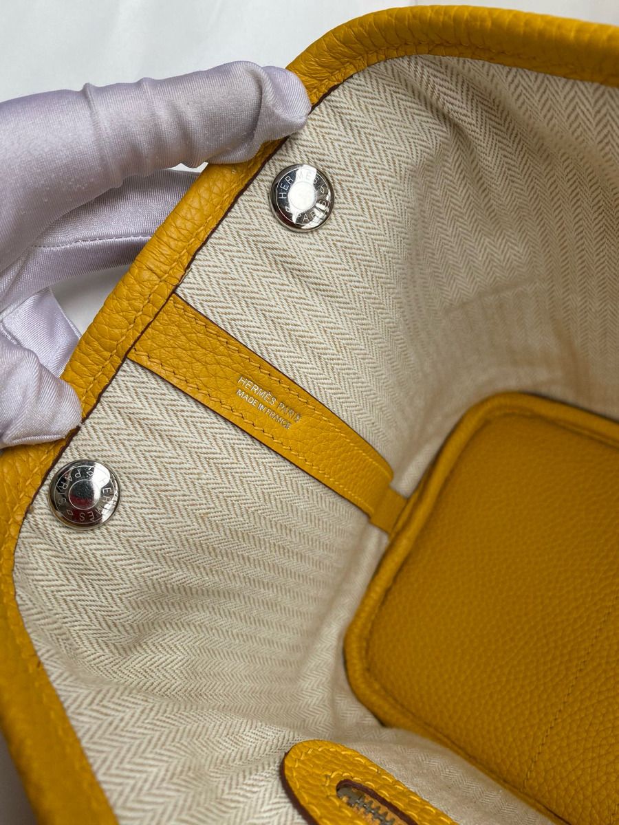 Hermes Garden Party 30 Handmade Bag in Jaune Ambre Clemence Leather - Image 8