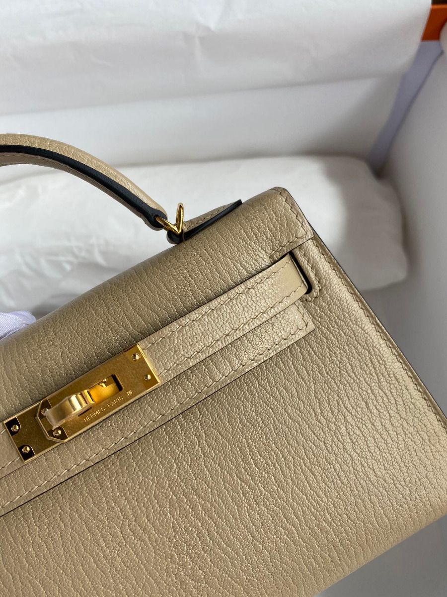 Hermes Kelly Mini II Sellier Handmade Bag In Trench Chevre Mysore Leather - Image 5