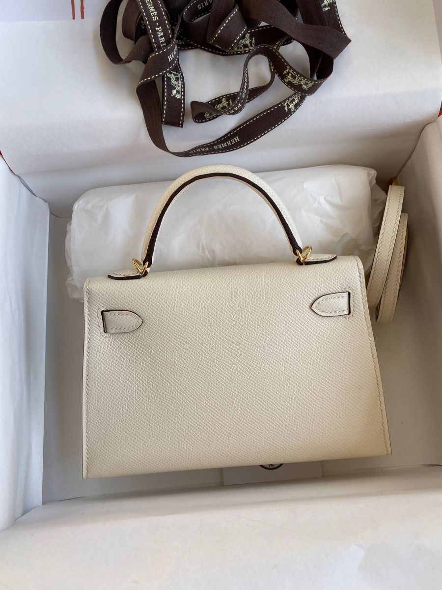 Hermes Kelly Mini II Sellier Handmade Bag In Nata Epsom Calfskin - Image 3
