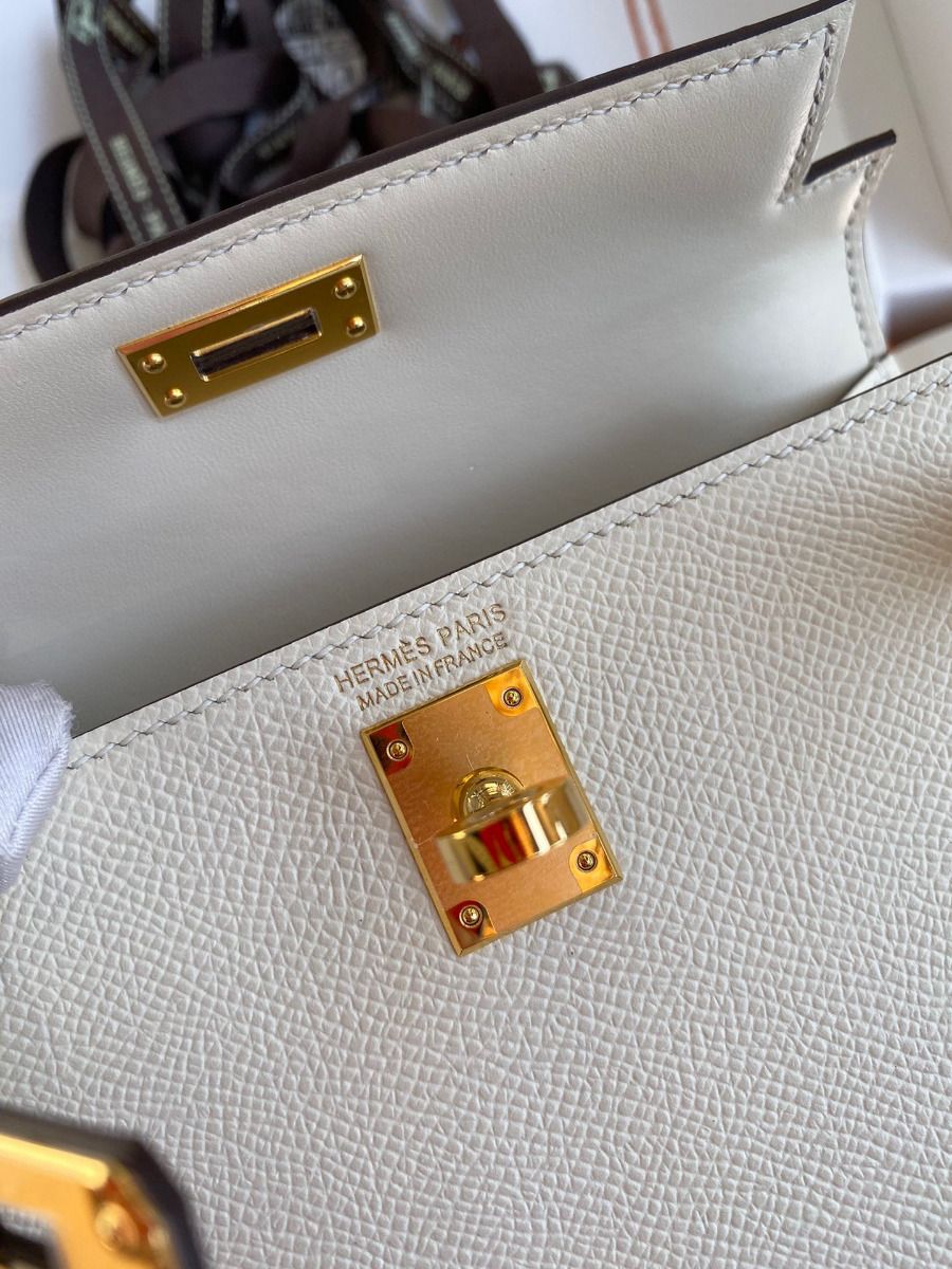 Hermes Kelly Mini II Sellier Handmade Bag In Nata Epsom Calfskin - Image 9