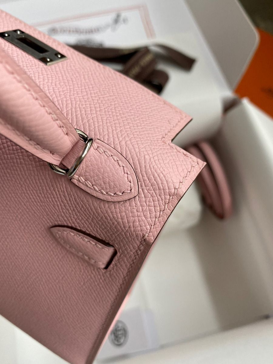 Hermes Kelly Mini II Sellier Handmade Bag In Rose Sakura Epsom Calfskin - Image 9