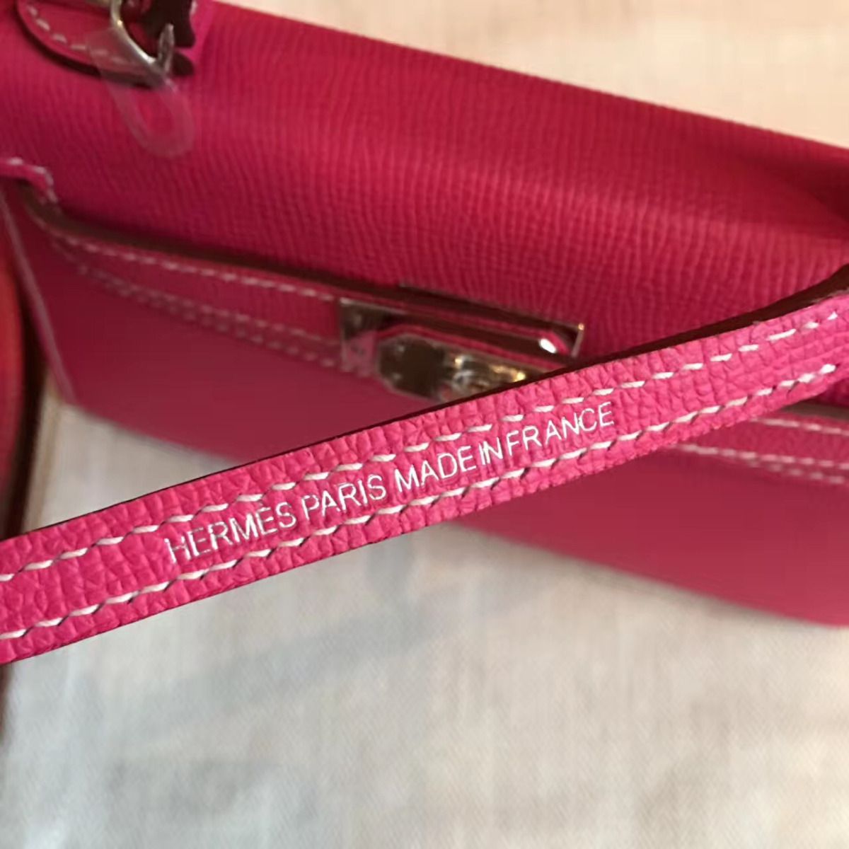 Hermes Kelly Mini II Handmade Bag In Rose Tyrien Epsom Leather - Image 8
