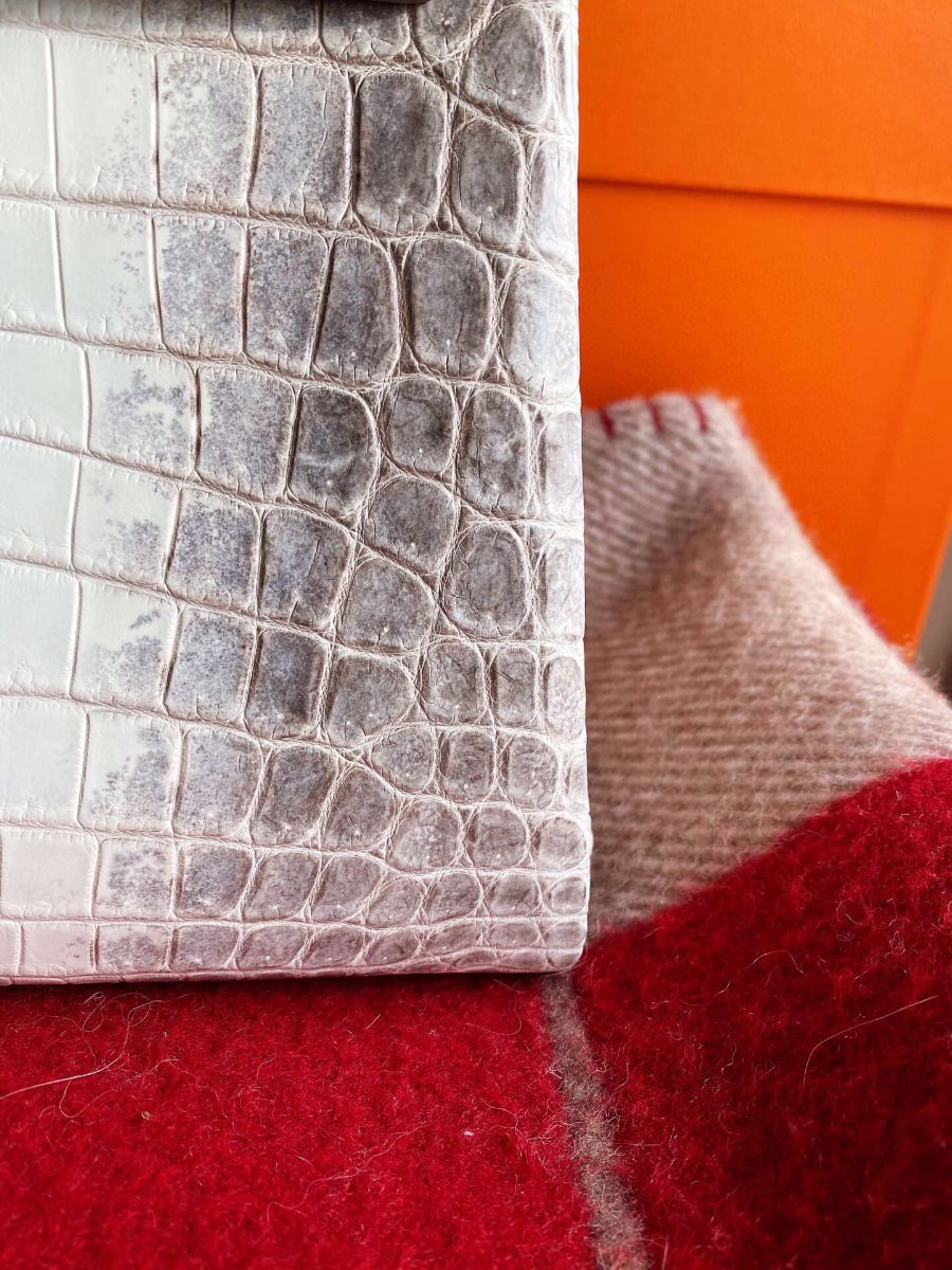 Hermes Kelly Retourne 25 Handmade Bag In Himalaya Crocodile Niloticus Skin - Image 8
