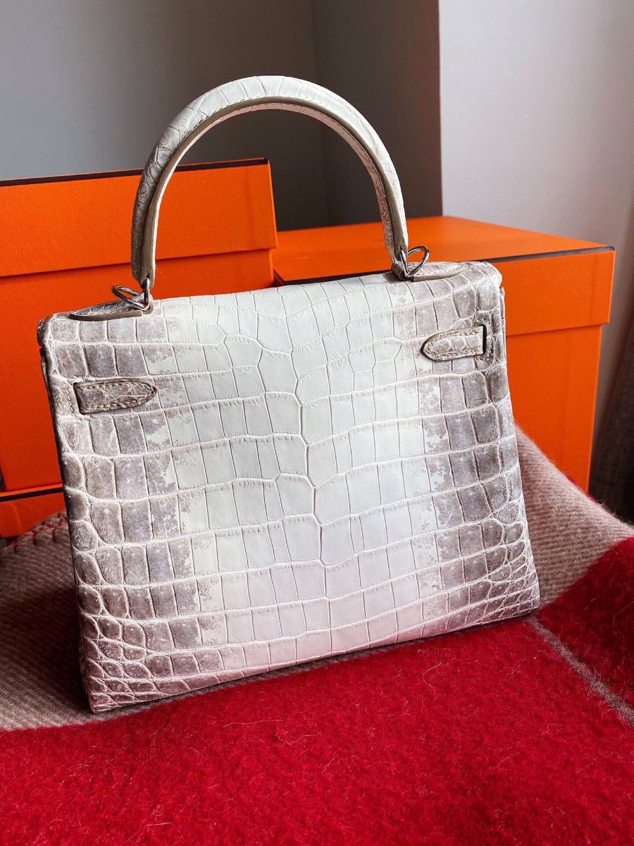 Hermes Kelly Retourne 25 Handmade Bag In Himalaya Crocodile Niloticus Skin - Image 9