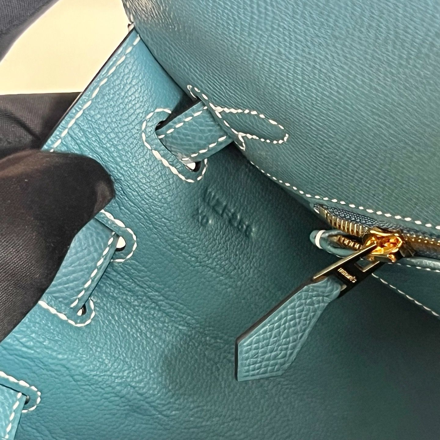 Hermes Kelly Sellier 25 Handmade Bag in New Blue Jean Epsom Calfskin - Image 8