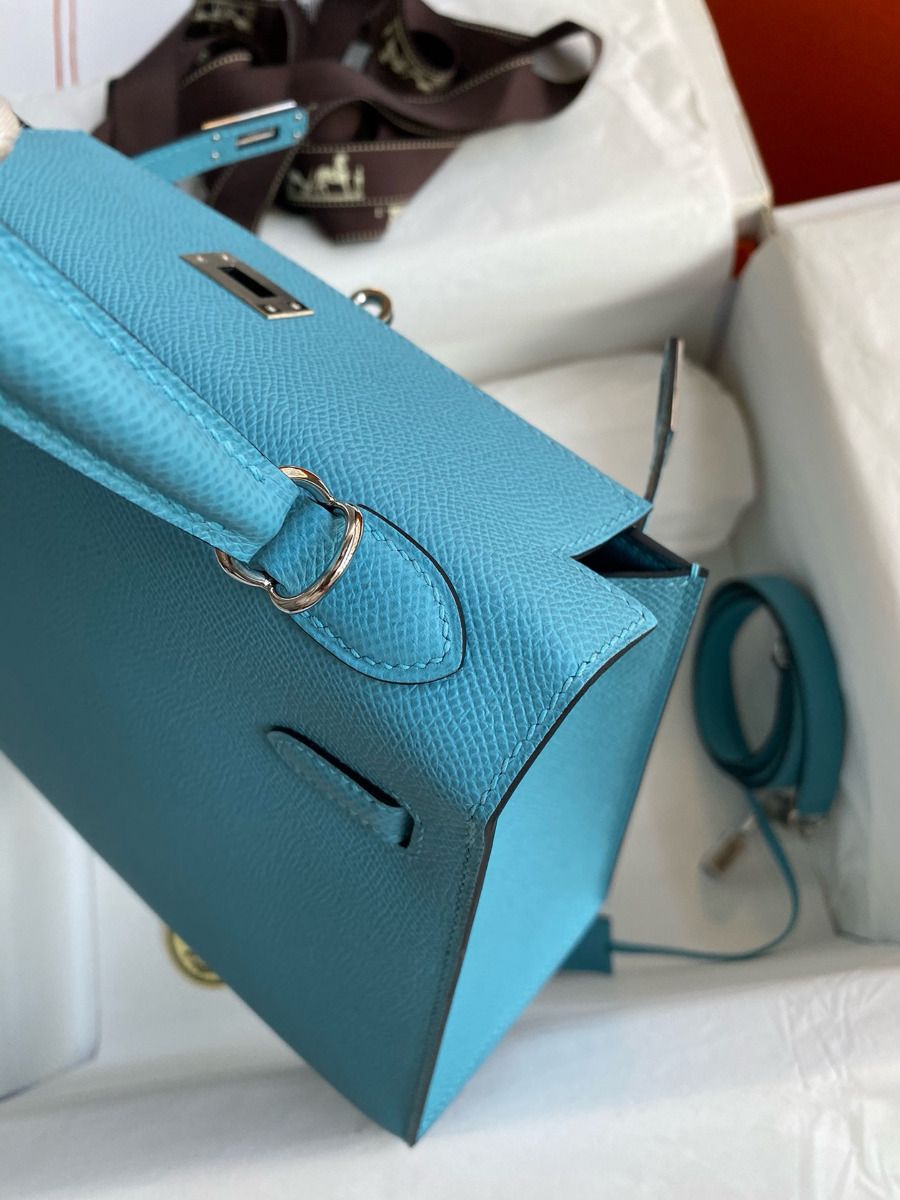 Hermes Kelly Sellier 25 Handmade Bag In Blue du Nord Epsom Calfskin - Image 7