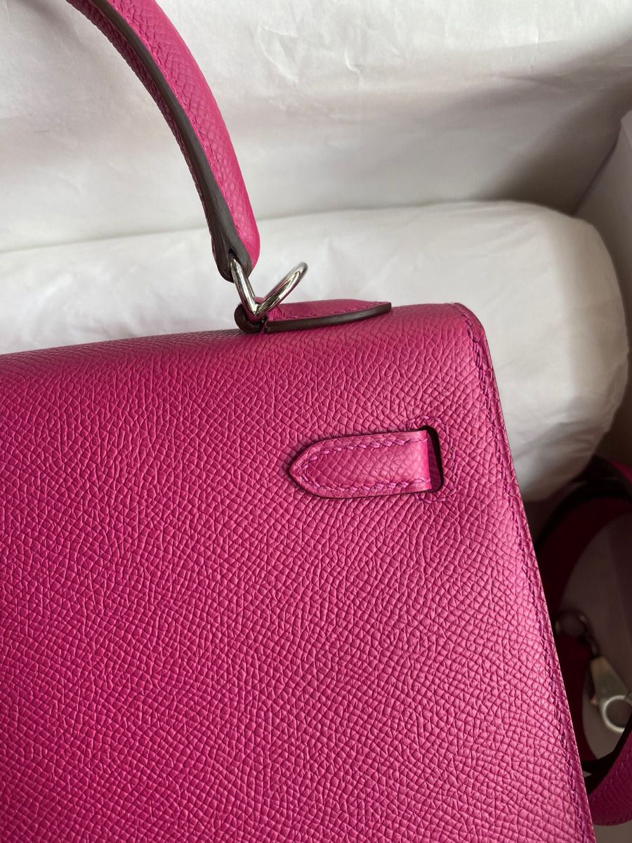 Hermes Kelly Sellier 25 Handmade Bag In Rose Purple Epsom Calfskin - Image 5