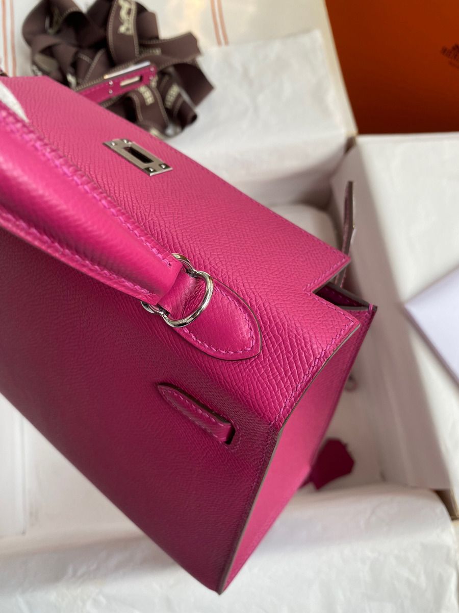 Hermes Kelly Sellier 25 Handmade Bag In Rose Purple Epsom Calfskin - Image 7