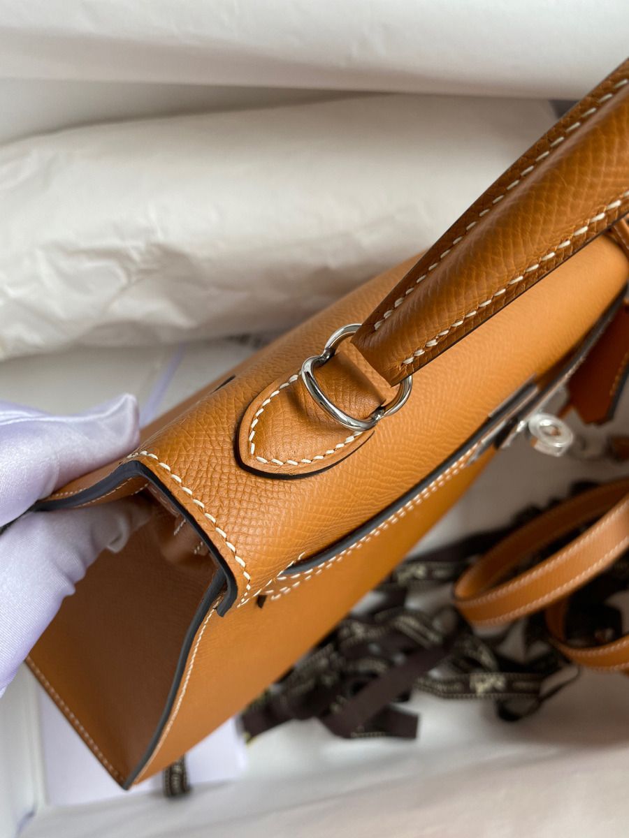 Hermes Kelly Sellier 25 Handmade Bag In Toffee Epsom Calfskin - Image 6