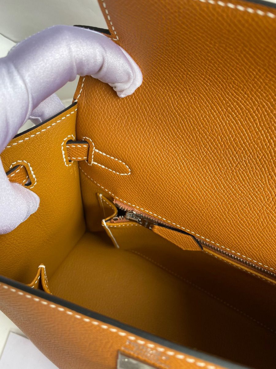 Hermes Kelly Sellier 25 Handmade Bag In Toffee Epsom Calfskin - Image 9