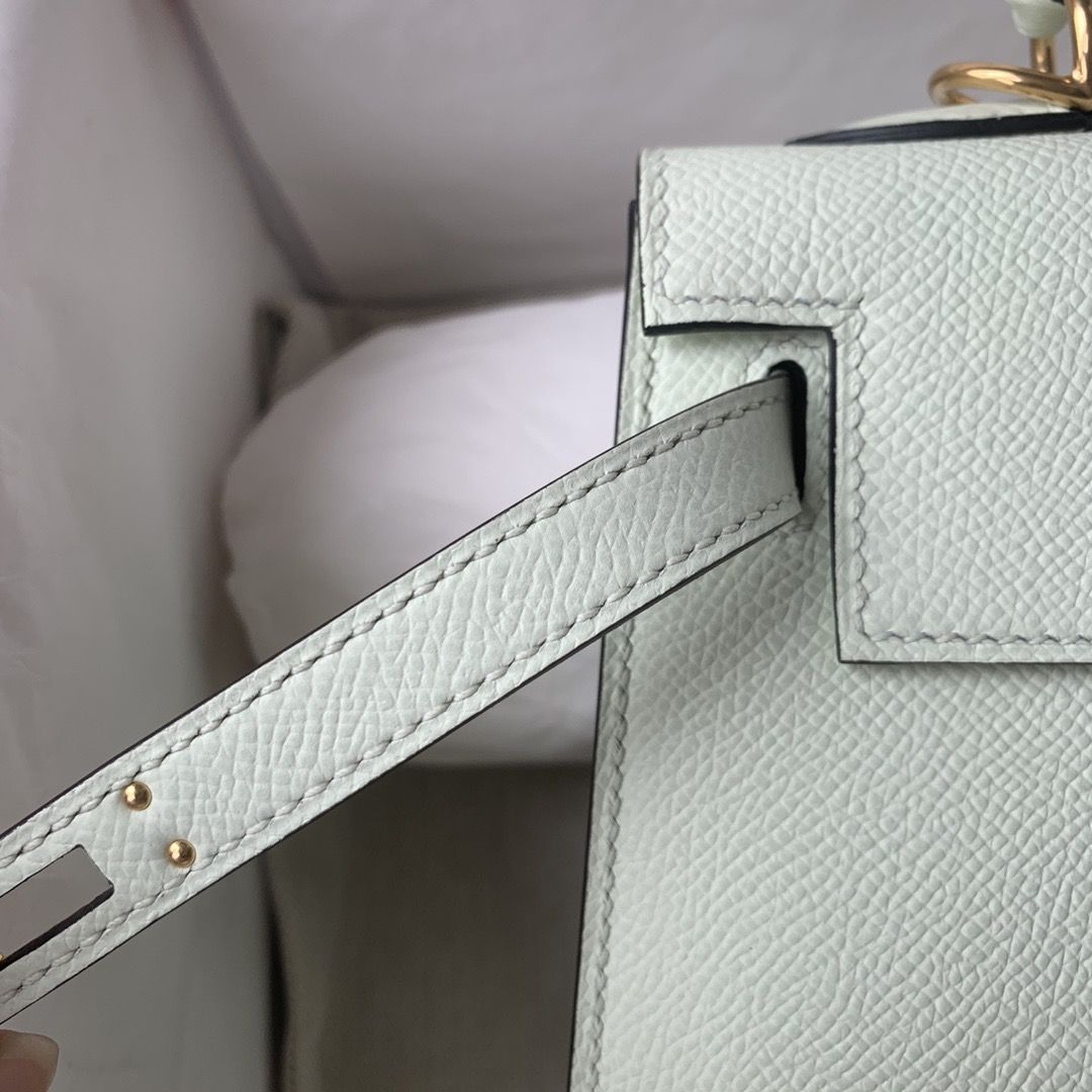 Hermes Kelly Sellier 25 Handmade Bag in Vert Fizz Epsom Calfskin - Image 10