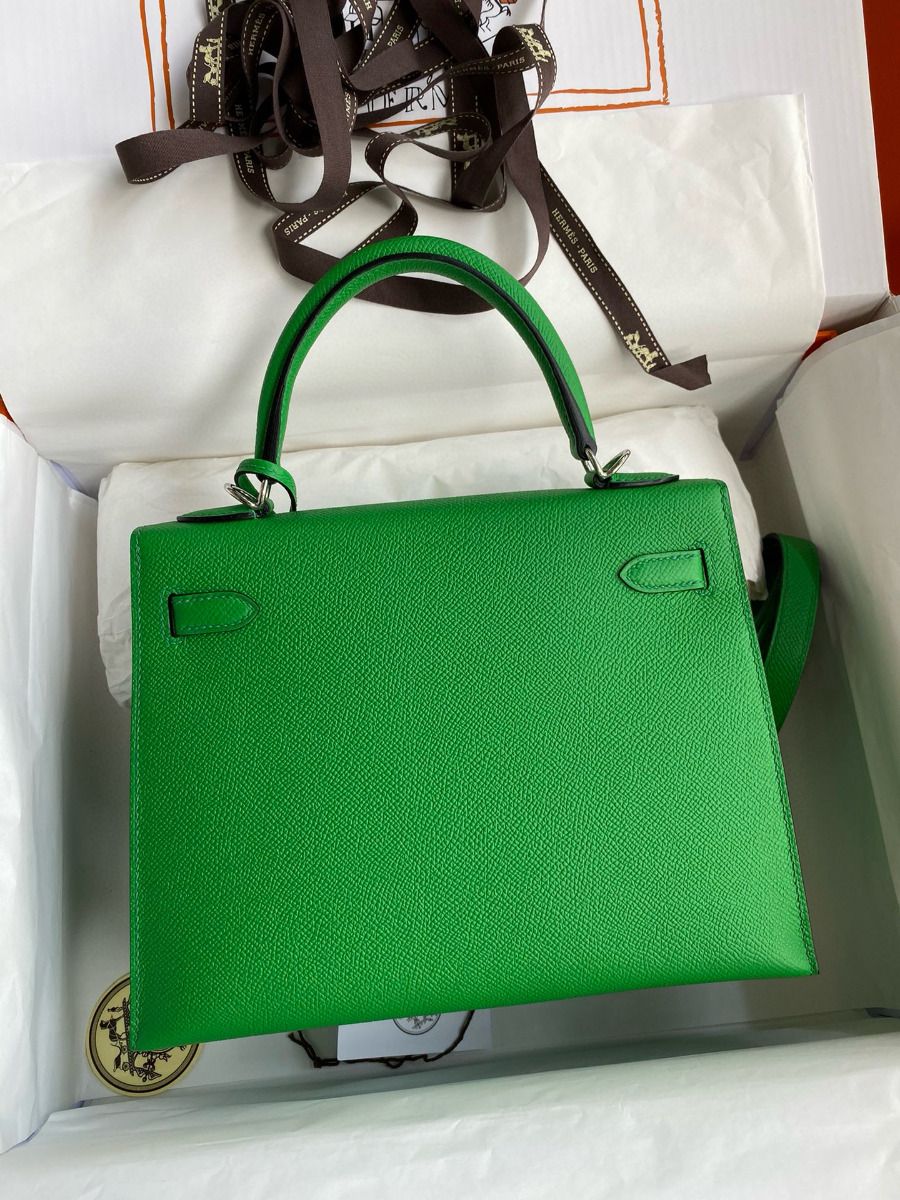 Hermes Kelly Sellier 28 Handmade Bag In Bamboo Epsom Calfskin - Image 3