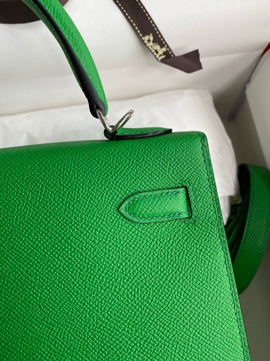 Hermes Kelly Sellier 28 Handmade Bag In Bamboo Epsom Calfskin - Image 4