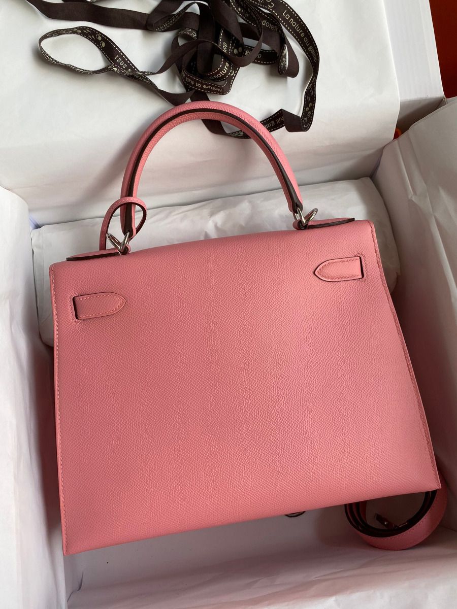 Hermes Kelly Sellier 28 Handmade Bag In Rose Confetti Epsom Calfskin - Image 3