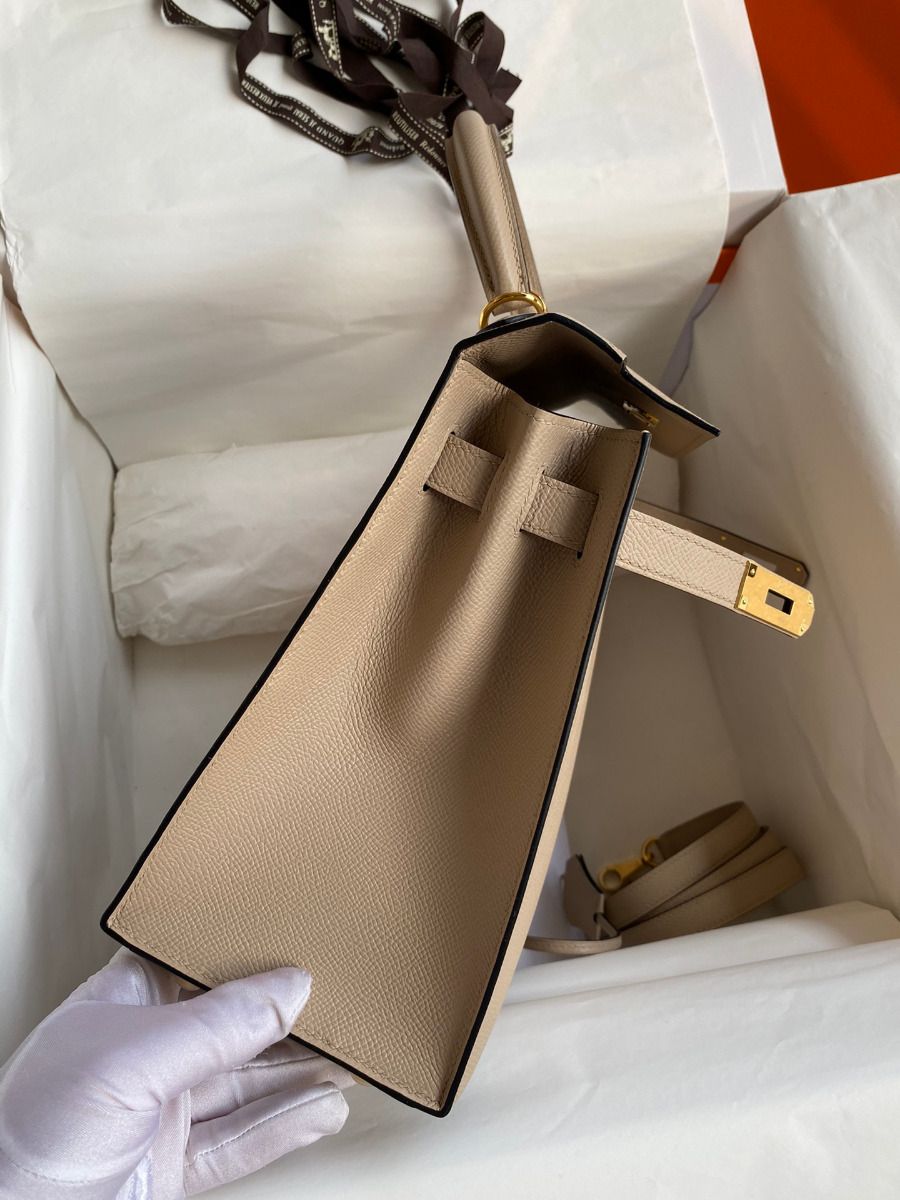 Hermes Kelly Sellier 28 Handmade Bag In Trench Epsom Calfskin - Image 7