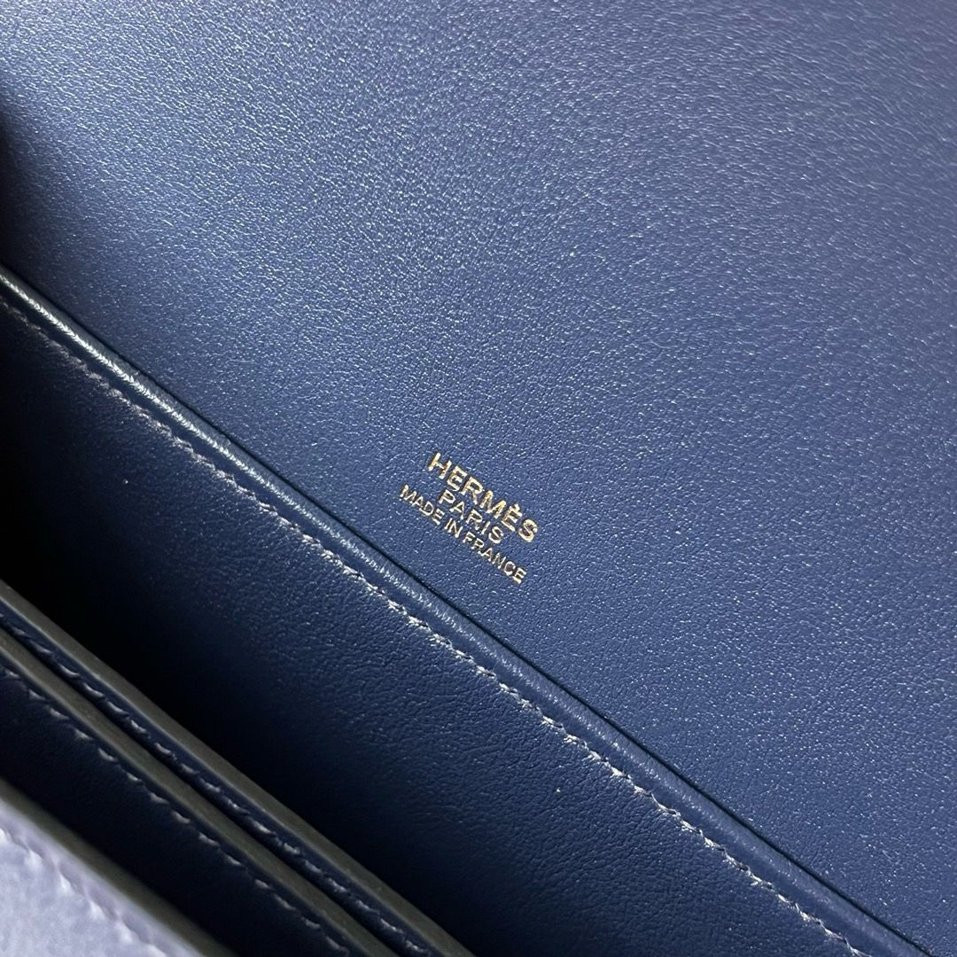 Hermes Roulis Mini 18 Bag in Blue Saphir Swift Calfskin - Image 7
