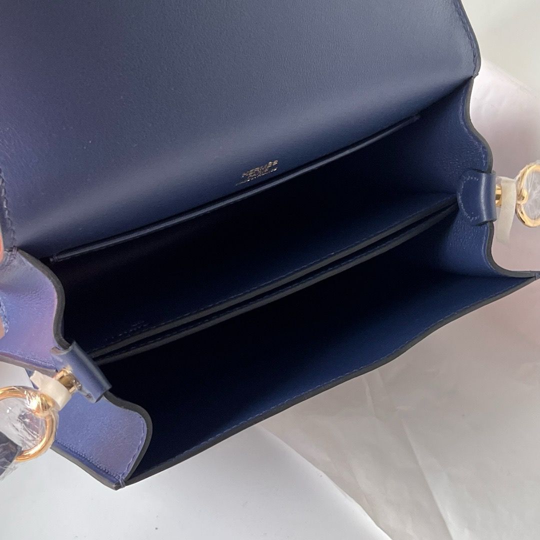 Hermes Roulis Mini 18 Bag in Blue Saphir Swift Calfskin - Image 8