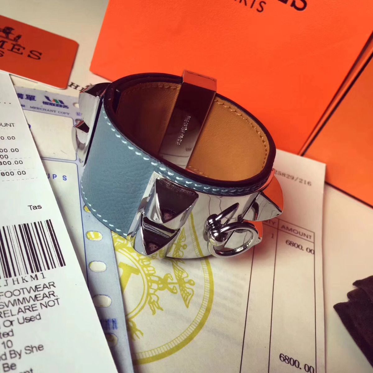 Hermes Blue Jean Epsom Collier de Chien Bracelet Size S - Image 3