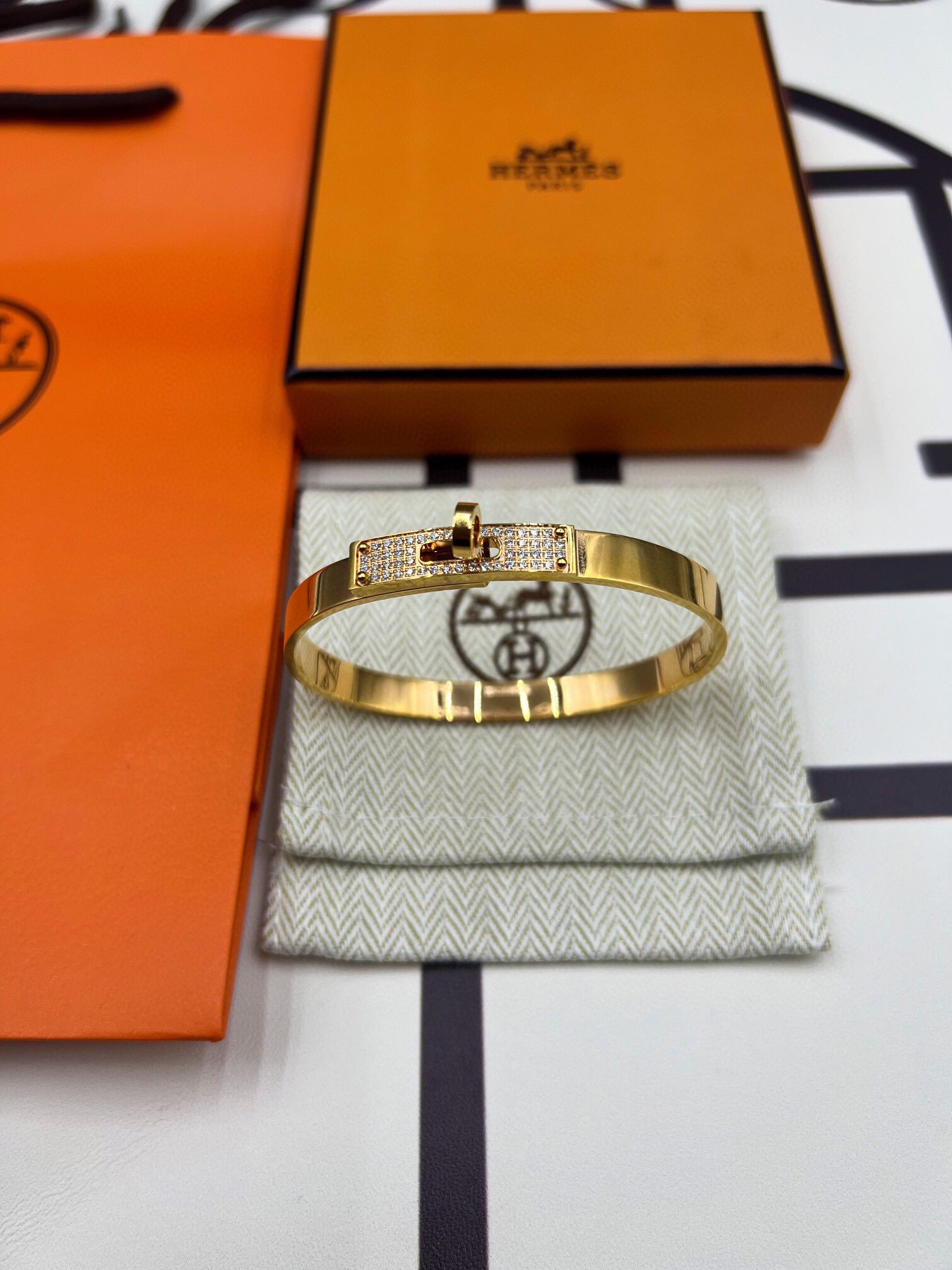 Hermes Small Kelly Bracelet with Diamonds - Image 3