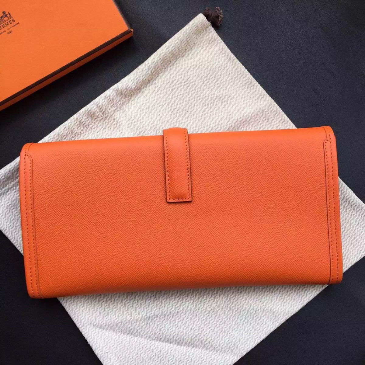 Hermes Jige Elan 29 Clutch Bag In Orange Epsom Calfskin - Image 5