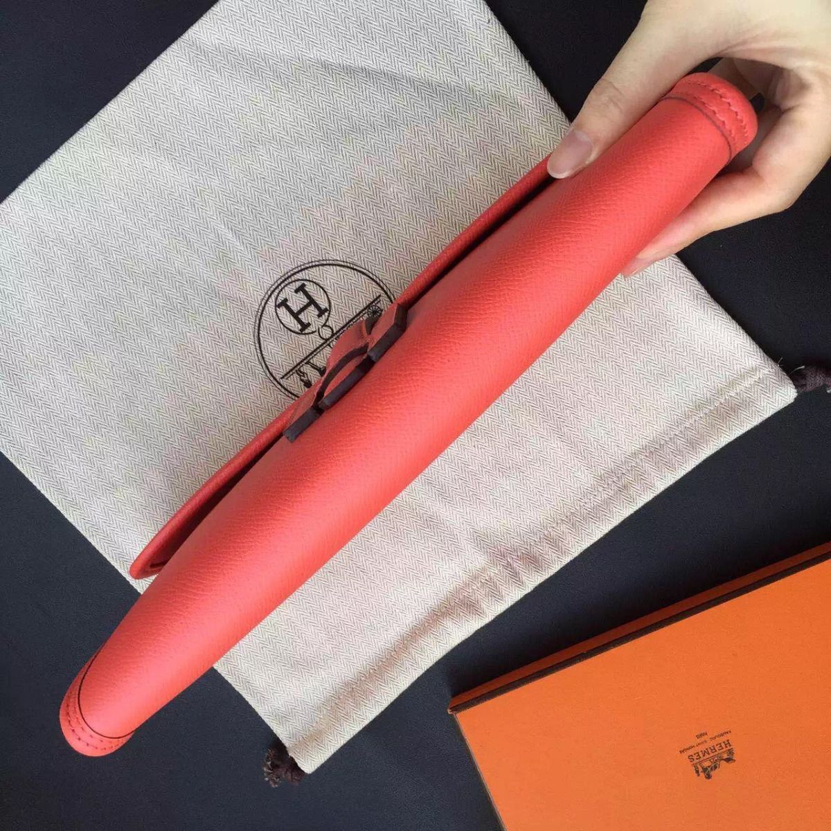 Hermes Jige Elan 29 Clutch Bag In Rouge Pivoine Epsom Calfskin - Image 5