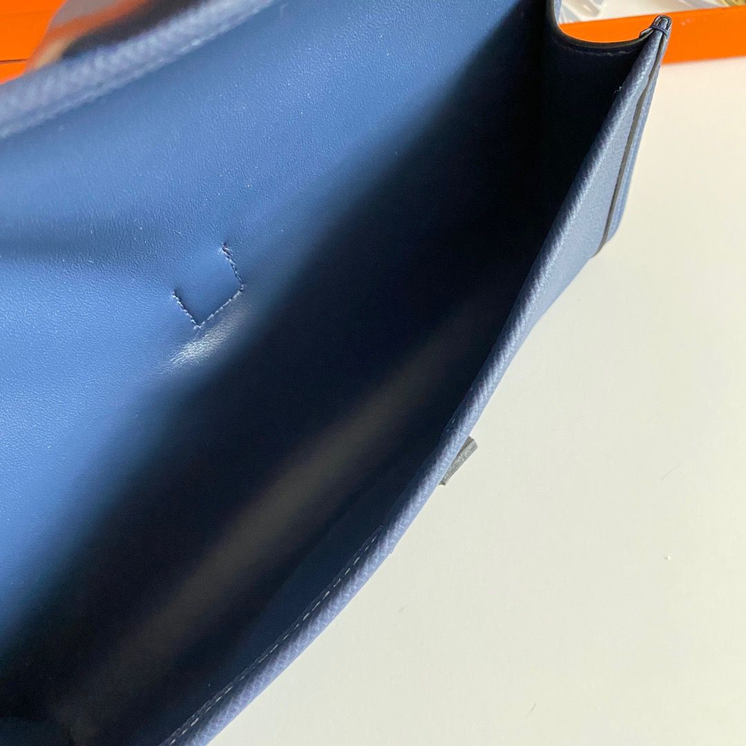 Hermes Jige Elan 29 Clutch Bag In Blue Saphir Epsom Leather - Image 8