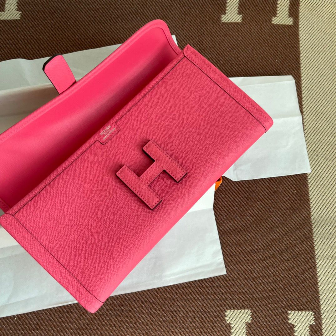 Hermes Jige Elan 29 Clutch Bag In Rose Lipstick Epsom Leather - Image 10
