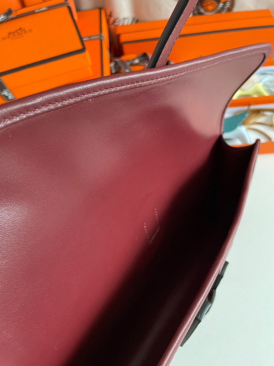 Hermes Jige Elan 29 Clutch Bag In Bordeaux Swift Calfskin - Image 9