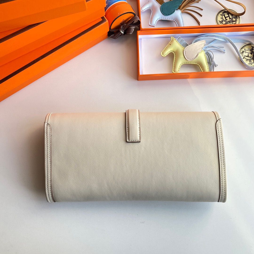 Hermes Jige Elan 29 Clutch Bag In Craie Swift Calfskin - Image 3