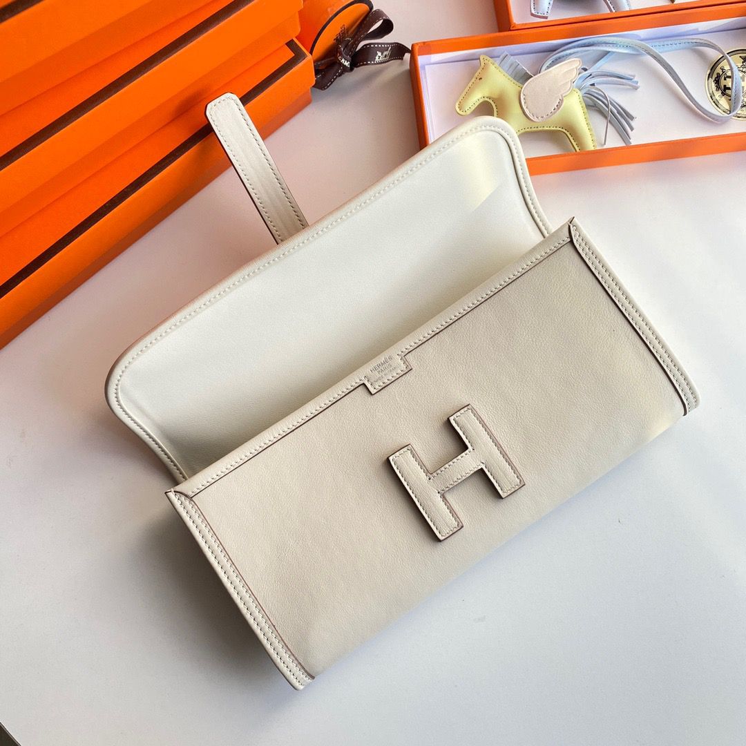 Hermes Jige Elan 29 Clutch Bag In Craie Swift Calfskin - Image 7